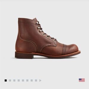 Redwing Iron Ranger leather boot in Amber US 9